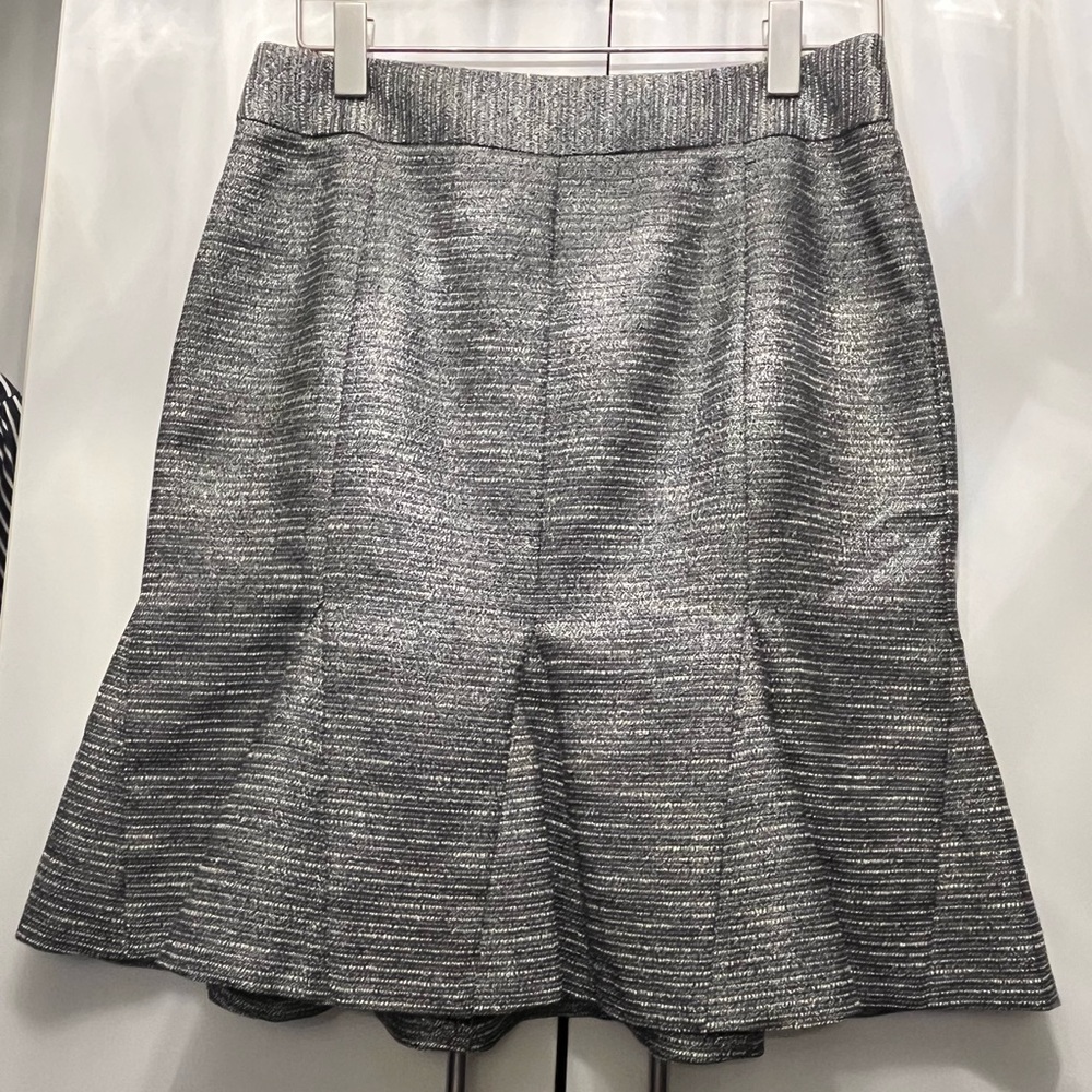 NWT Banana Republic Ruffle Flounce Gunmetal Metallic Skirt 6tall